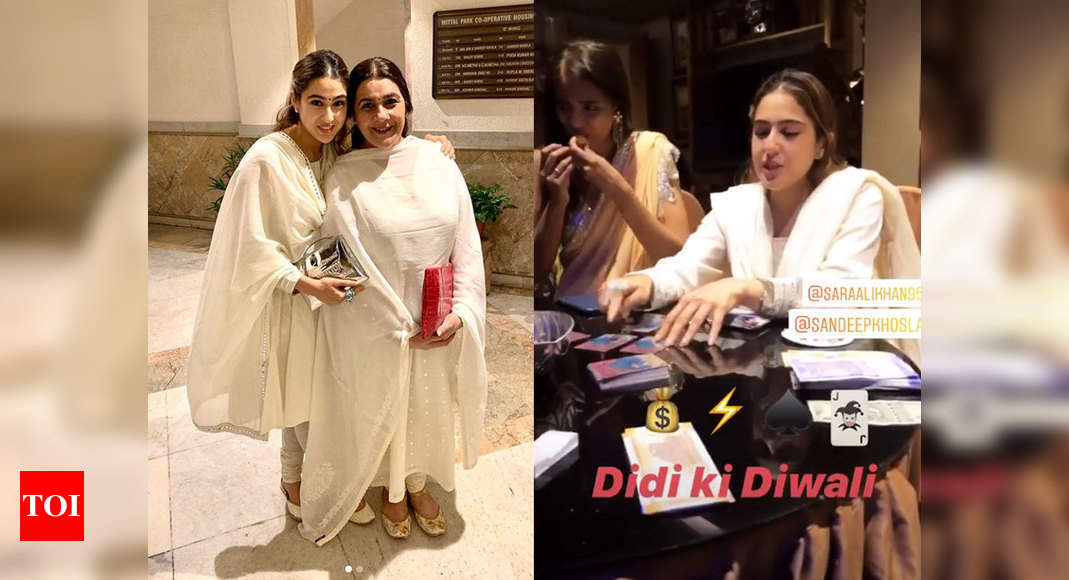 Sara Ali Khan And Mom Amrita Singh Twin In White As They Commence Diwali Celebrations Hindi