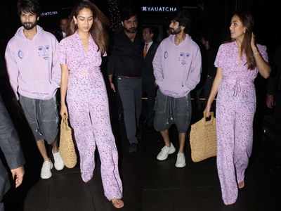 Photos: Shahid Kapoor and Mira Rajput twin in pink as they step out for a dinner together