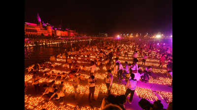 New history created in Ayodhya as over 6 lakh diyas light up Saryu banks