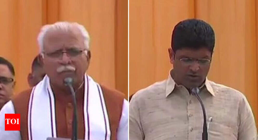 Khattar takes oath as Haryana CM, Dushyant Chautala as deputy CM