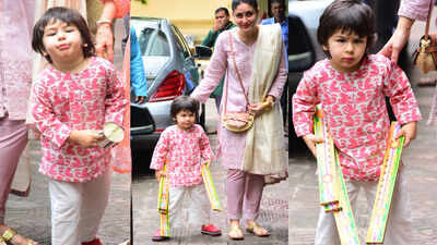 Taimur screams 'No' to paparazzi, mommy Kareena Kapoor tells him to wish 'Happy Diwali'