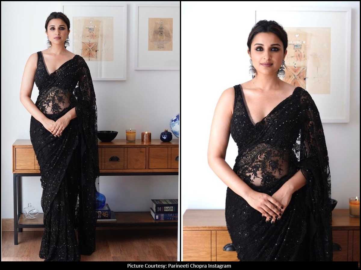 In Pics: Parineeti Chopra looks ethereal as she casts a spell in THIS black  sheer saree | Hindi Movie News - Times of India