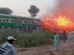 Shocking pictures of massive fire on moving train in Pakistan