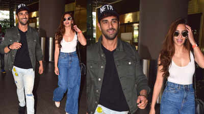 Rumoured lovebirds Kriti Kharbanda and Pulkit Samrat are all smiles as they get papped together
