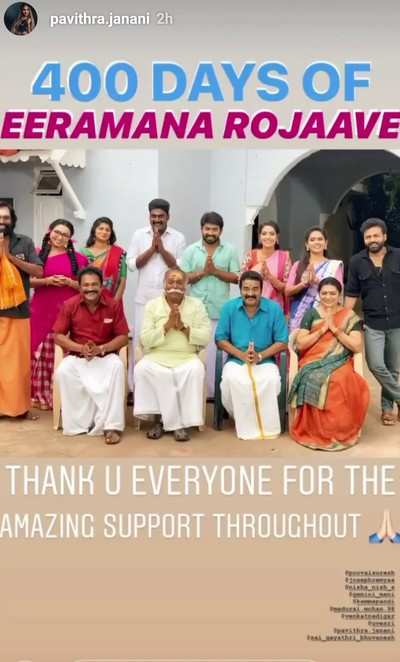 Eeramaana Rojaave crosses 400 episodes; actors Pavithra Janani and Dhiraviam Rajakumaran thank fans