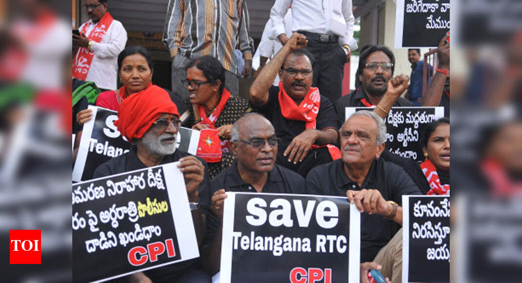 Telangana RTC strike Unions to seek Centre's intervention Hyderabad