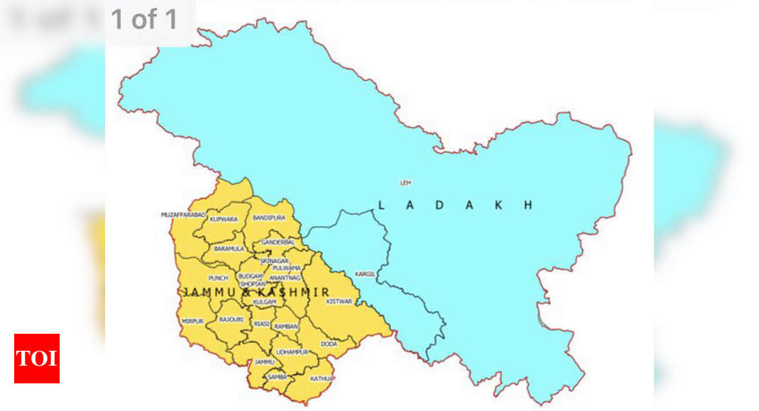 political map jammu and kashmir Govt Releases New Political Map Of India Showing Uts Of J K Ladakh India News Times Of India political map jammu and kashmir