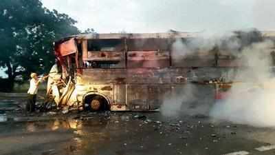 Gujarat: Three charred to death as bus catches fire