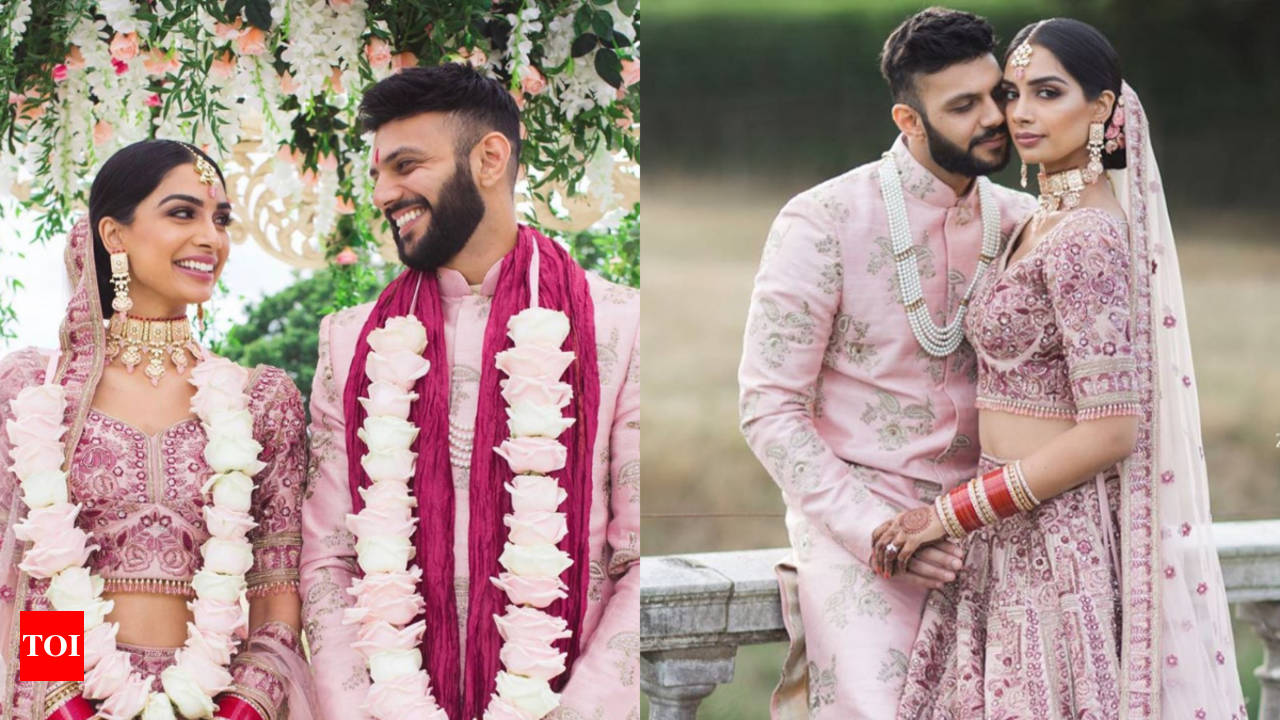 20 Shopzters Couples Who Wore Colour Coordinated Outfits | Indian wedding  gowns, Engagement dress for bride, Couple wedding dress