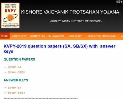 IISc KVPY 2019 question papers and answer keys released, download here