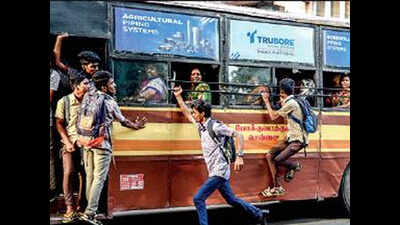 Chennai: Students forced to travel on footboard as MTC cuts services ...