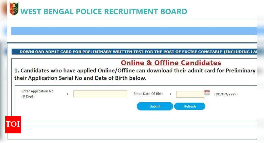 WB Police Excise Admit card: West Bengal Excise Constable admit card ...