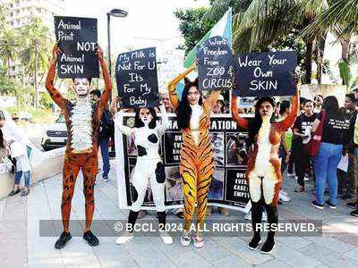 Mumbaikars turn up in animal costumes at anti-cruelty march