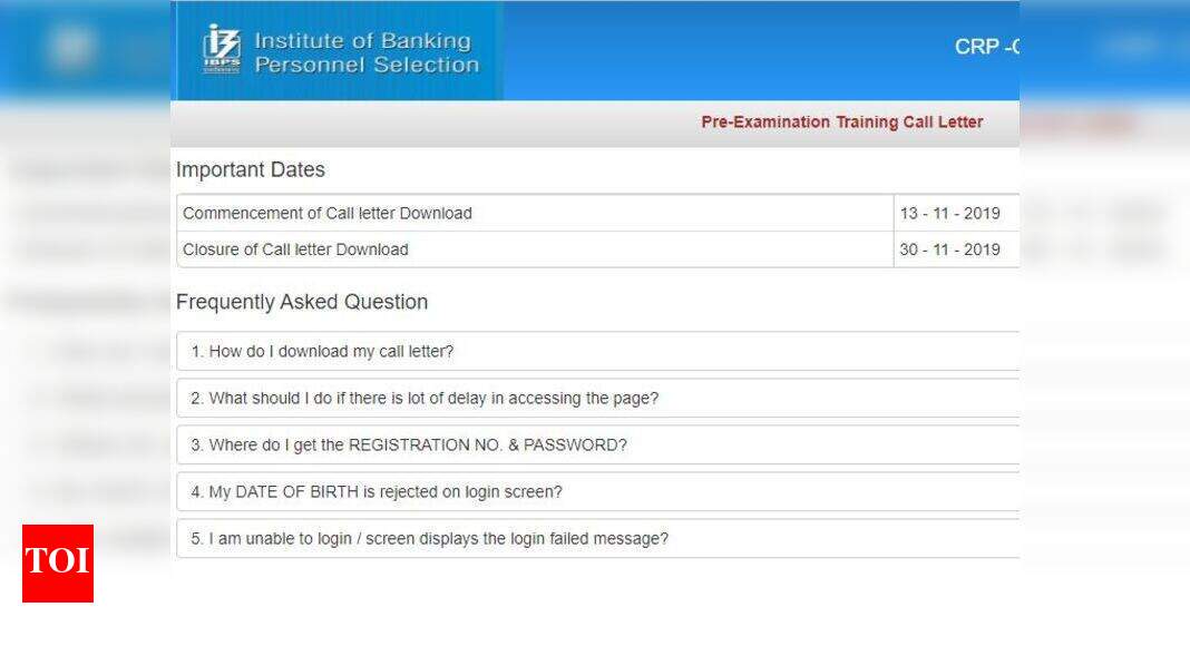 IBPS Clerk PET Admit Card IBPS Clerks admit card 2019 for PreExam