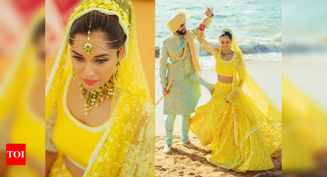 yellow wedding lehenga