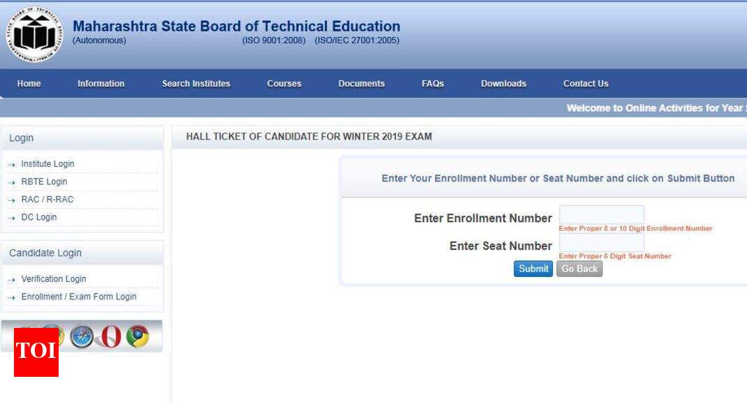 MSBTE hall ticket 2019 released for winter exam, download here Times