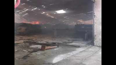 Delhi: Fire breaks out at a paper godown in Alipur