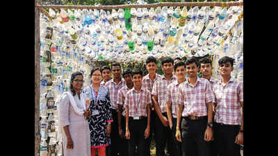 Goa: Tired of waiting for bus shelter, students build their own, out of plastic bottles