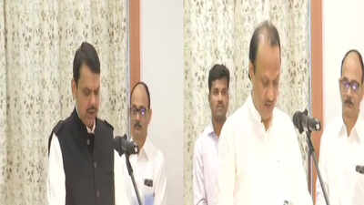 Devendra Fadnavis takes oath as Maharashtra CM, Ajit Pawar becomes deputy CM