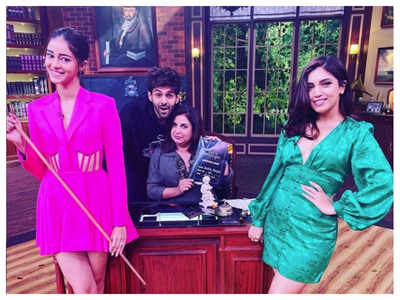 ‘Pati Patni Aur Woh’ co-stars Kartik Aaryan, Ananya Panday and Bhumi Pednekar return to school with Farah Khan