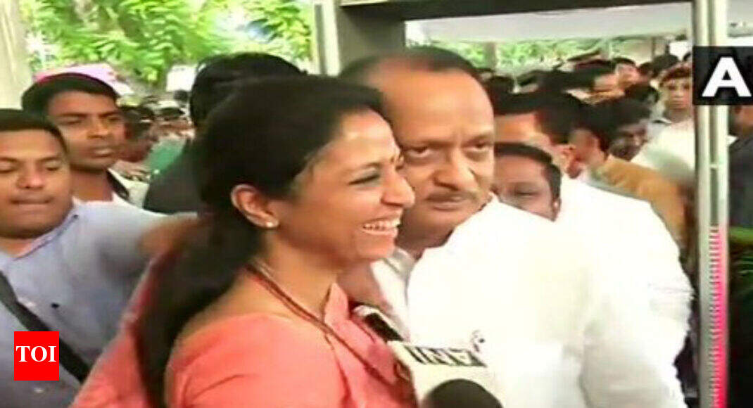 Supriya welcomes Ajit Pawar with a warm hug