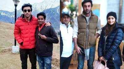 Ranbir Kapoor and Alia Bhatt happily pose with their fans in Manali