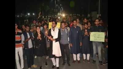AMU students hold candle light march to demand justice for Hyderabad rape, murder victim