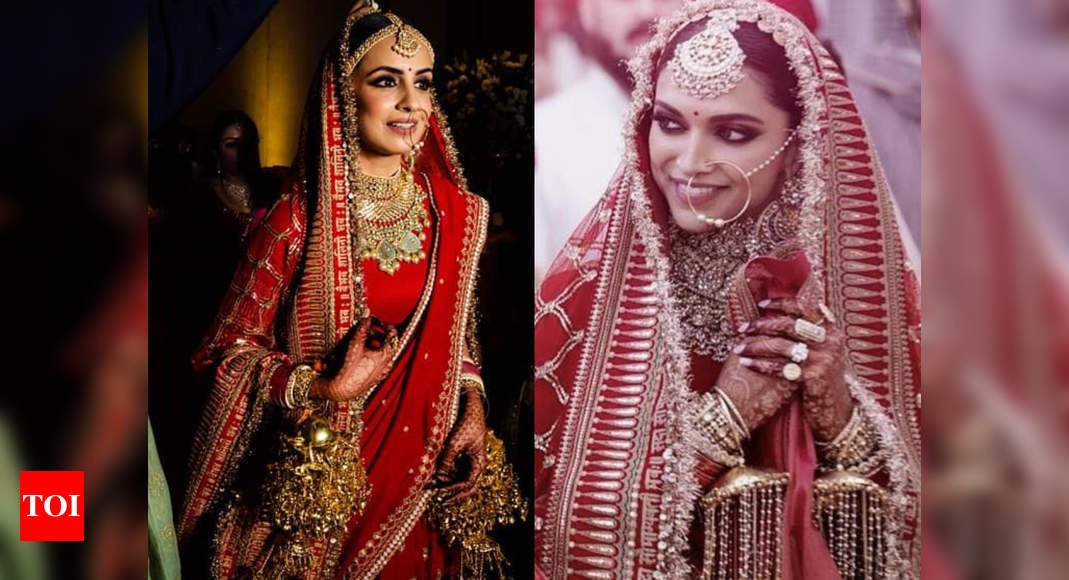 This brides Sabyasachi lehenga is an exact copy of Deepika Padukones wedding outfit pic