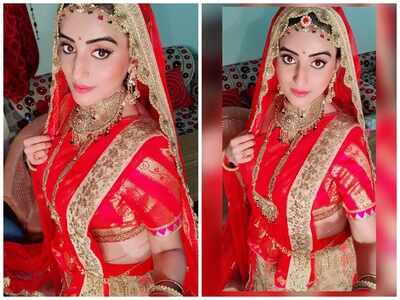 Akshara Singh shares her bridal look from 'Shubh Ghadi Aayo'