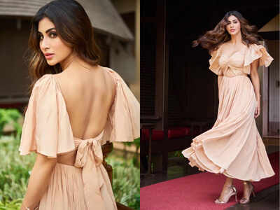 Mouni Roy's NUDE drape dress is rocking the internet - Times of India