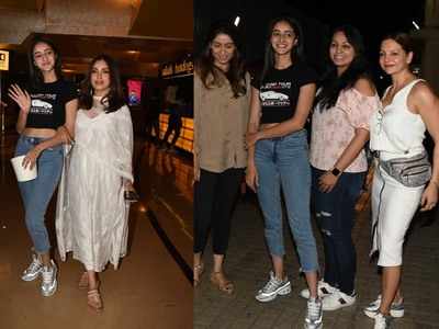 Photos: Ananya Panday and Bhumi Pednekar visit cinema hall in Mumbai