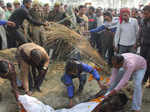 Pictures from the last rites of Unnao rape victim