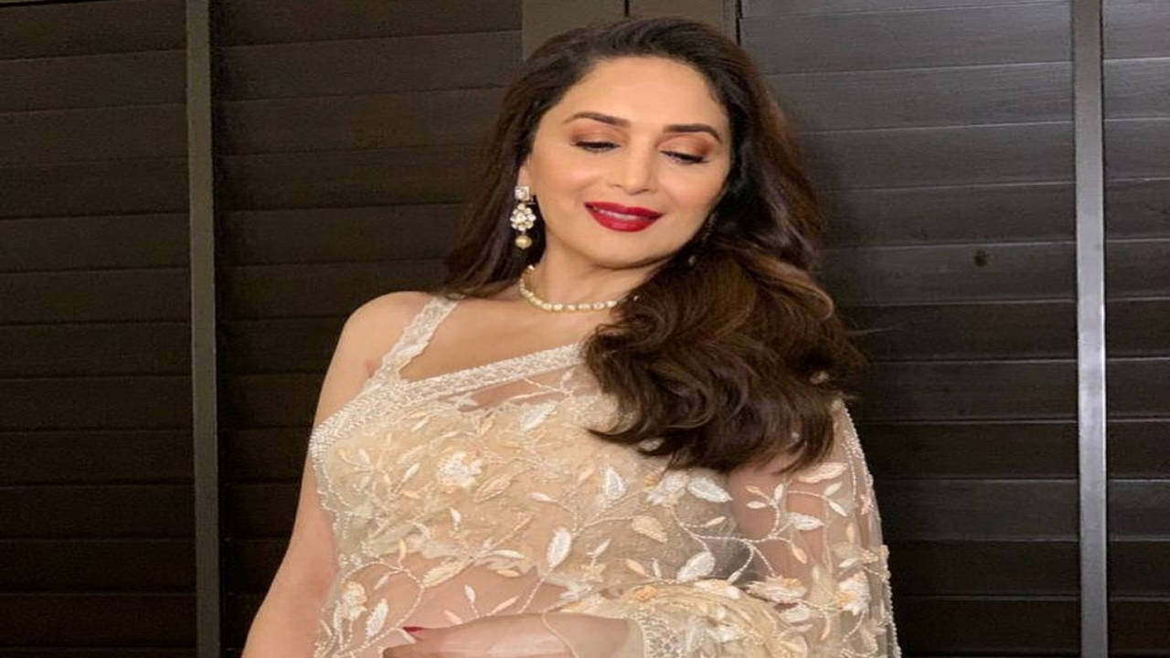 Madhuri Dixit's nude sari is gorgeous to look at! - Times of India