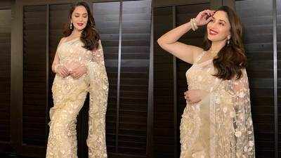 Madhuri Dixit S Nude Sari Is Gorgeous To Look At Times Of India