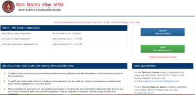 Bihar D.El.Ed 2020 application date extended, fill online form @biharboardvividh.com