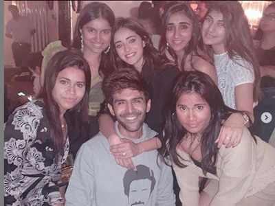Photos: Kartik Aaryan gets lucky as he parties with Ananya Panday and her BFFs during the sucess party of 'Pati Patni Aur Woh'