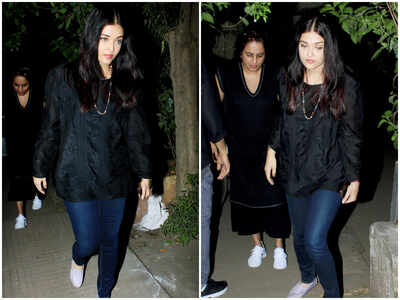 Aishwarya Rai Bachchan attends the prayer meet of makeup artist Subhash Vangal aka Subbu, view pics