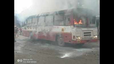 Two bus torched, six police vehicles vandalised in Sambhal