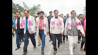 CM Sarbananda Sonowal takes out peace march in Nalbari to allay people’s fears