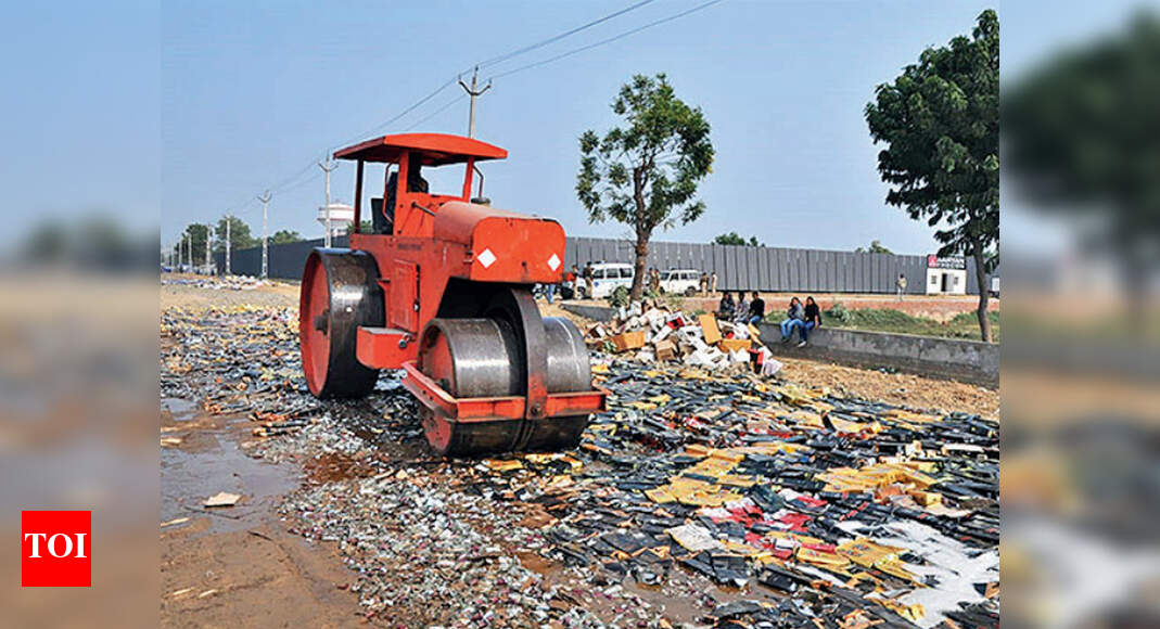 Liquor bottles cramming police stations destroyed Ahmedabad News