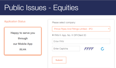 Big share online ipo allotment status