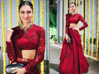 Erica Fernandes' dark red Sabyasachi lehenga is perfect for a 2020 bride