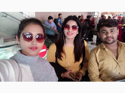 Poonam Dubey and Kajal Raghwani fly out to Patna for New Year celebrations