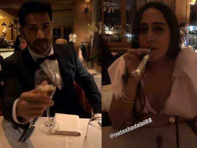 Varun Dhawan and Natasha Dalal made for one fashionable couple as they raised a toast to the New Year
