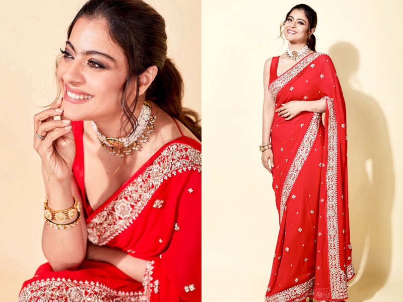 Kajol looks like a new bride in this red sari and mind it, she's 45.