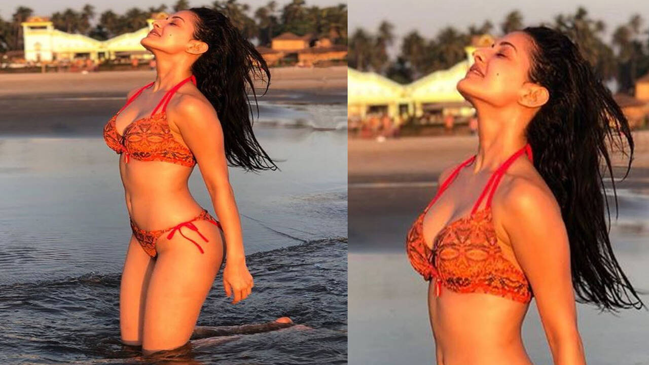 Amyra Dastur flaunts her enviable body in red bikini as she enjoys holiday  in Goa