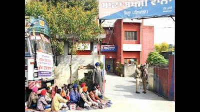 Residents of Patiala village stage protest against cops