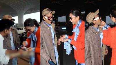 Birthday girl Deepika Padukone cuts cake at airport with hubby Ranveer Singh and a special fan