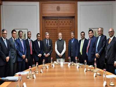 PM Modi meets business leaders, discusses ways to boost economic growth,  job creation - Times of India