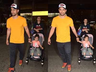 PHOTOS: Kunal Kemmu, Soha Ali Khan and their little girl Inaaya papped at the airport are back to the bay after vacaying in Australia
